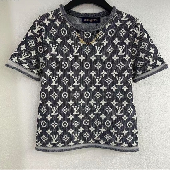 RARE SOLD OUT Louis Vuitton Denim Monogram Jacquard Wool Pullover M - Picture 1 of 4